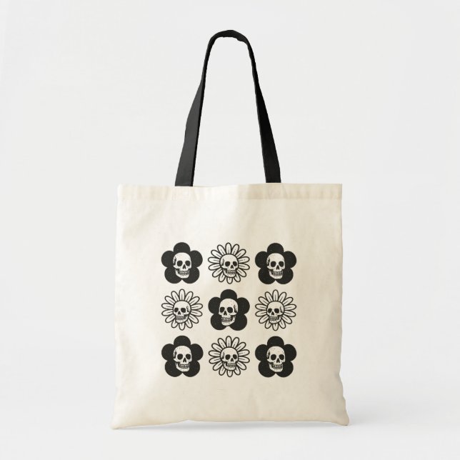 Skulls Blume Tragetasche (Vorne)