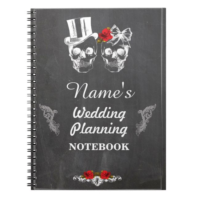 Skulls Chalk Notebook Hochzeitsplanung Hinweis Notizblock (Vorderseite)