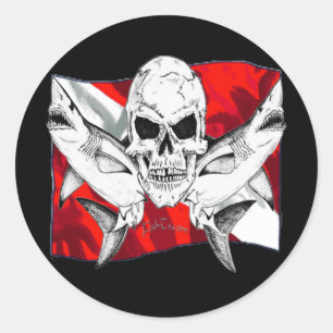 Skulls Collection by DiversDen Runder Aufkleber