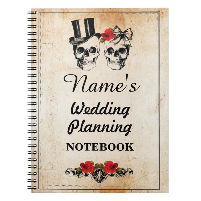 Skulls Cream Notebook Wedding Planning Note Notizblock (Vorderseite)