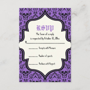 Skulls Damask Halloween Hochzeitskarte RSVP Karte