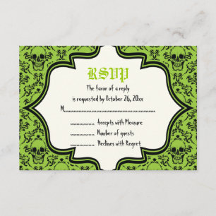 Skulls Damask Halloween Hochzeitskarte RSVP Karte