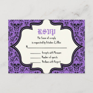 Skulls Damask Halloween Hochzeitskarte RSVP Karte