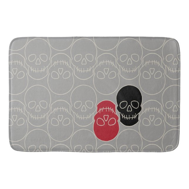 Skulls - Ghost Gray und Bone White Badematte (Vorderseite)