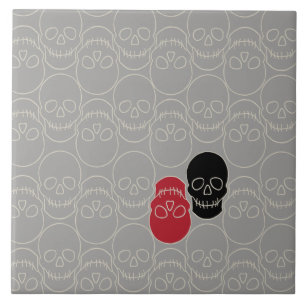 Skulls - Ghost Gray und Bone White Fliese