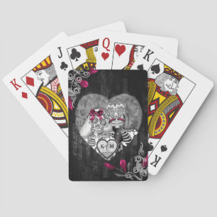 Skulls Gothic Hallowedding Burgundy ID866 Spielkarten