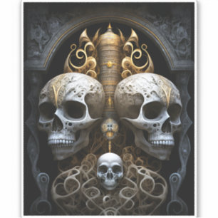 Skulls Gothic Horror Goth Surreal Art Aufkleber