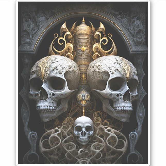 Skulls Gothic Horror Goth Surreal Art Aufkleber (Vorderseite)