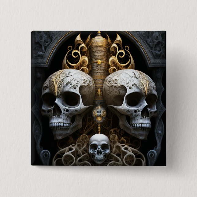 Skulls Gothic Horror Goth Surreal Art Button (Vorderseite)