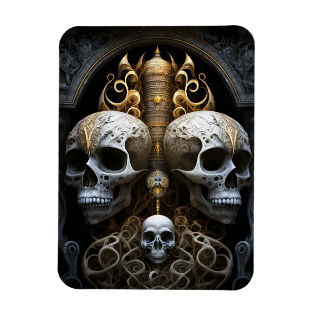 Skulls Gothic Horror Goth Surreal Art Magnet (Vertikal)