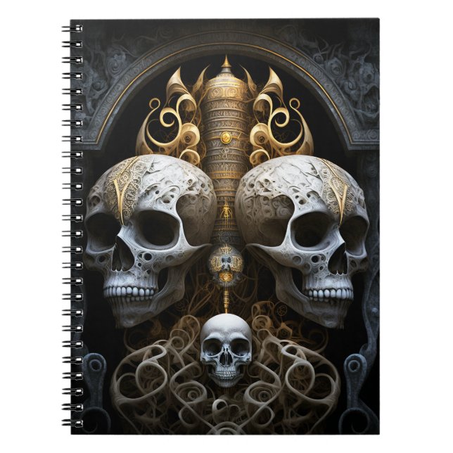 Skulls Gothic Horror Goth Surreal Art Notizblock (Vorderseite)