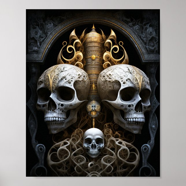 Skulls Gothic Horror Goth Surreal Art Poster (Vorne)