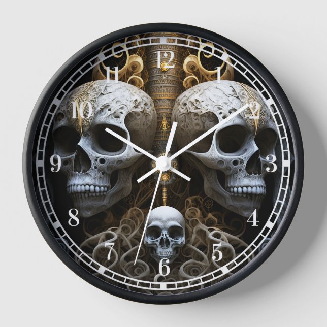 Skulls Gothic Horror Goth Surreal Art Uhr (Vorderseite)