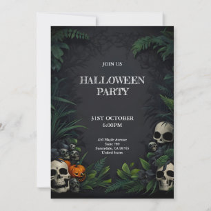 Skulls Halloween-Party mit dunklem Hintergrund Einladung