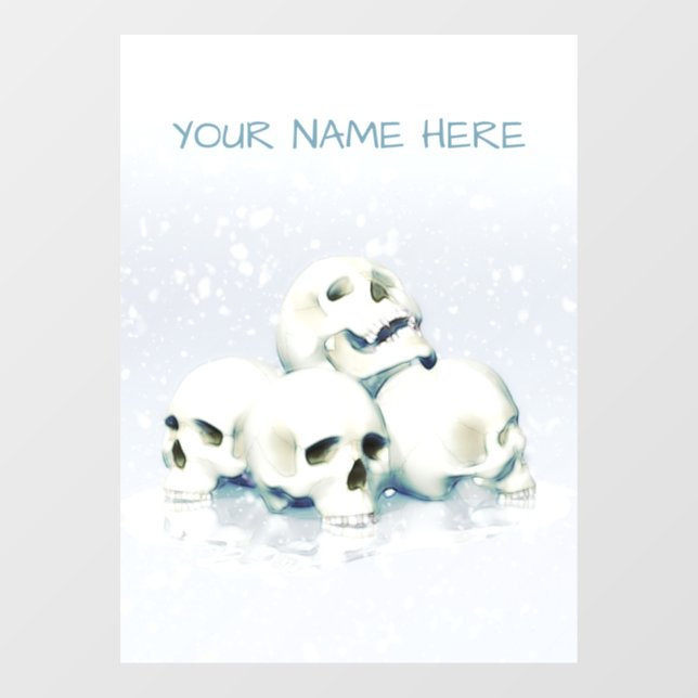 Skulls in the snow. Personalized Fensteraufkleber (Blatt)