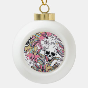 Skulls Lily Blume: Boho Vintag. Keramik Kugel-Ornament