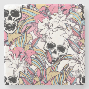 Skulls Lily Blume: Boho Vintag. Steinuntersetzer
