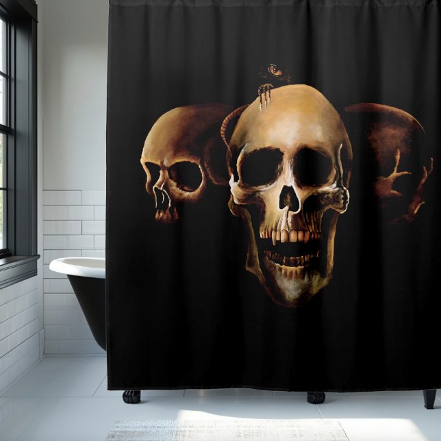 Skulls Mensch Schwarz Duschvorhang (Von Creator hochgeladen)