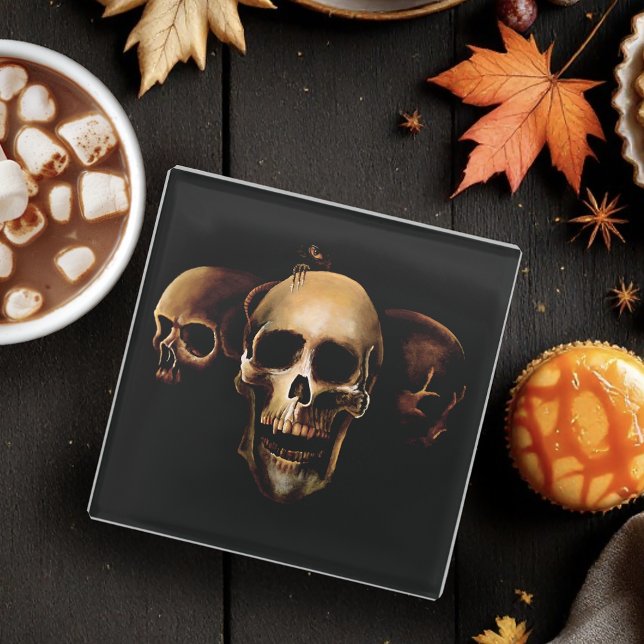 Skulls Mensch Schwarz Glasuntersetzer (Von Creator hochgeladen)