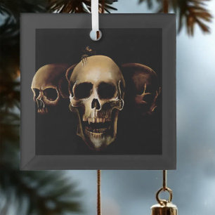 Skulls Mensch Schwarz Ornament Aus Glas