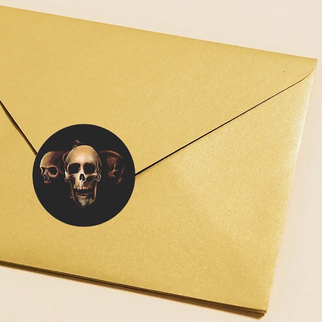 Skulls Mensch Schwarz Runder Aufkleber (Von Creator hochgeladen)