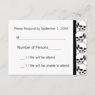 Skulls mit Streifen(schwarz) RSVP-Karte RSVP Karte