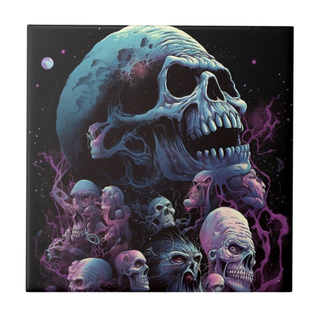 Skulls Monsters Horror Art Fliese (Vorderseite)