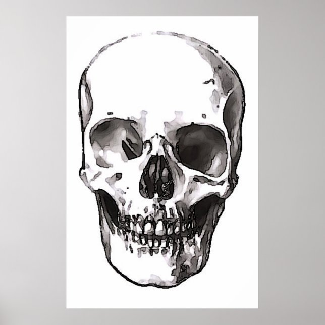 Skulls Poster Print Black & White Pop Art Poster (Vorne)