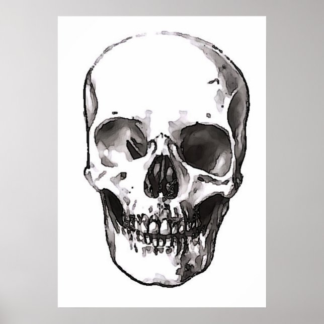 Skulls Poster Print Black & White Pop Art Poster (Vorne)