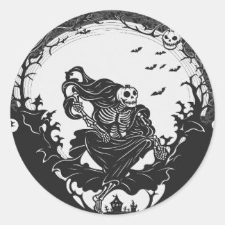 Skulls & Pumpkins: Das perfekte Halloween-Duo Runder Aufkleber