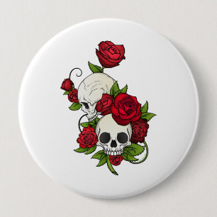 Skulls Rose Día de Muertos Button