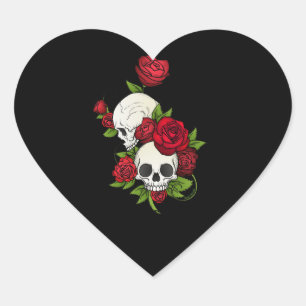 Skulls Rose Día de Muertos Herz-Aufkleber