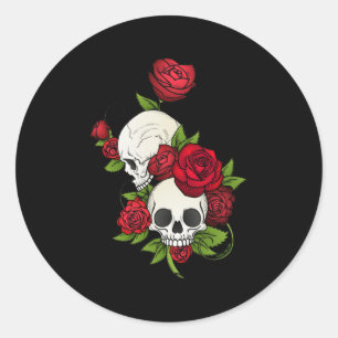 Skulls Rose Día de Muertos Runder Aufkleber