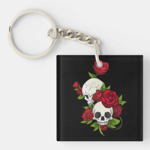 Skulls Rose Día de Muertos Schlüsselanhänger