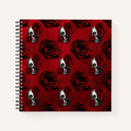 Skulls & Rose Gothic Red Notizbuch