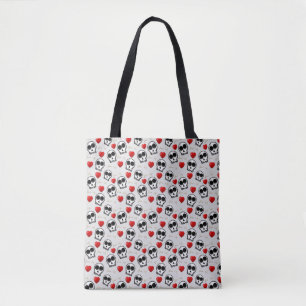 Skulls & Rotes Herz Halloween Muster