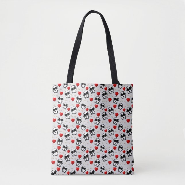 Skulls & Rotes Herz Halloween Muster (Vorderseite)