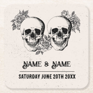 Skulls Rustikale Rose Untersetzer Hochzeitskulptur