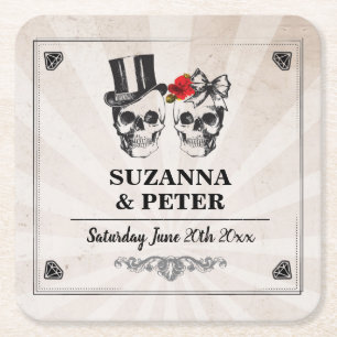 Skulls Rustikale Rose Untersetzer Hochzeitskulptur