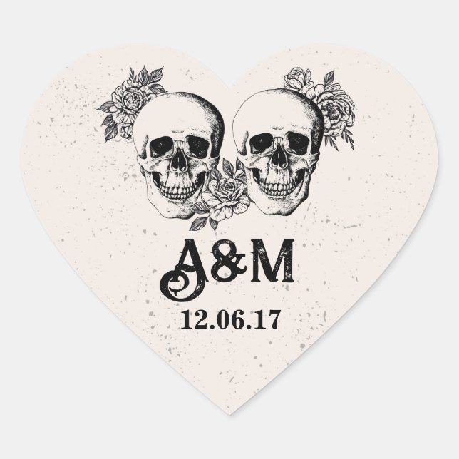 Skulls Rustikale Vintag Scroll Rose Aufkleber Etik (Vorderseite)
