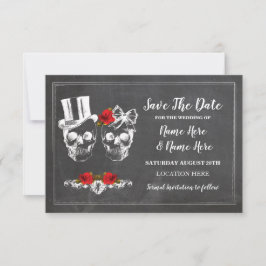 Skulls Save the Date rustikale Rose Karte