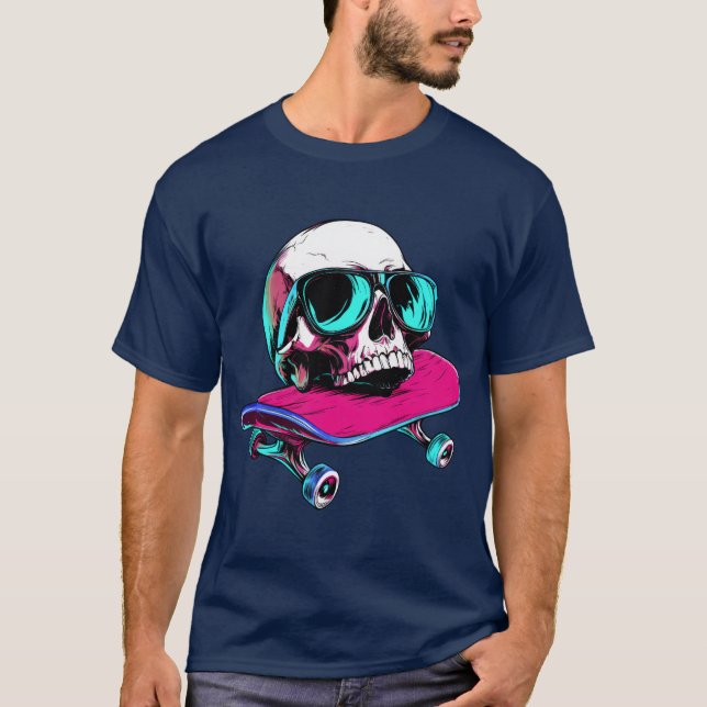 Skulls Skateboard - 1990er T - Shirt (Vorderseite)