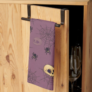 Skulls Spiders Spidernetze Lila Halloween Geschirrtuch