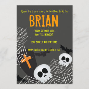 Skulls spinnen Netze und rippen hallowen Geburtsta Einladung