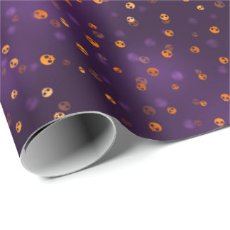 Skulls Spooky Bokeh Lila Halloween Muster Geschenkpapier