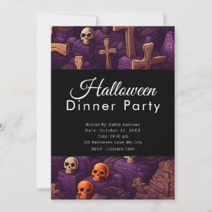 Skulls und Crosses Friedhof Halloween Party Einladung