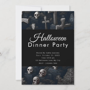 Skulls und Crosses Friedhof Halloween Party Einladung