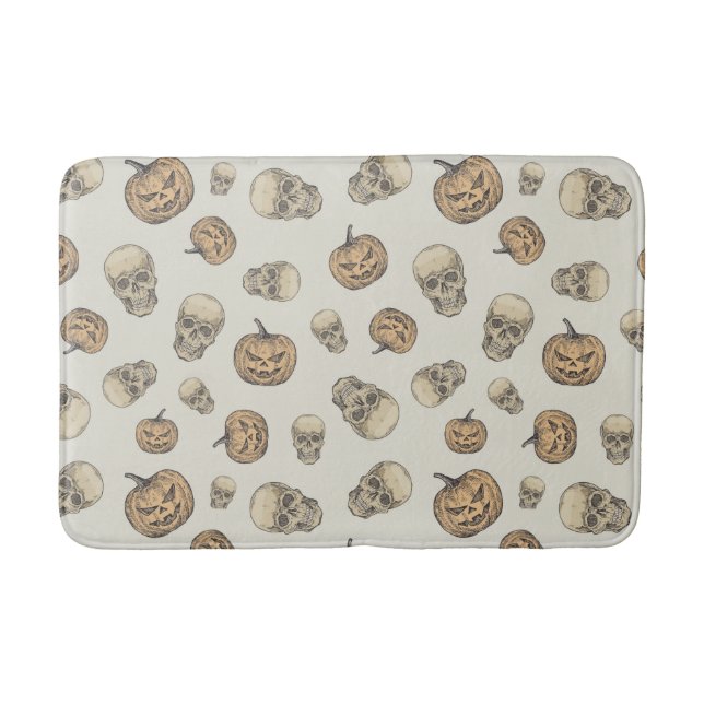 Skulls und Kürbis Halloween Muster Badematte (Vorderseite)