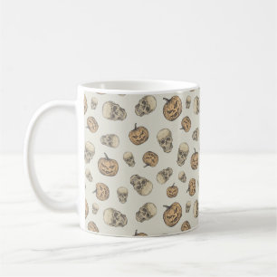 Skulls und Kürbis Halloween Muster Kaffeetasse