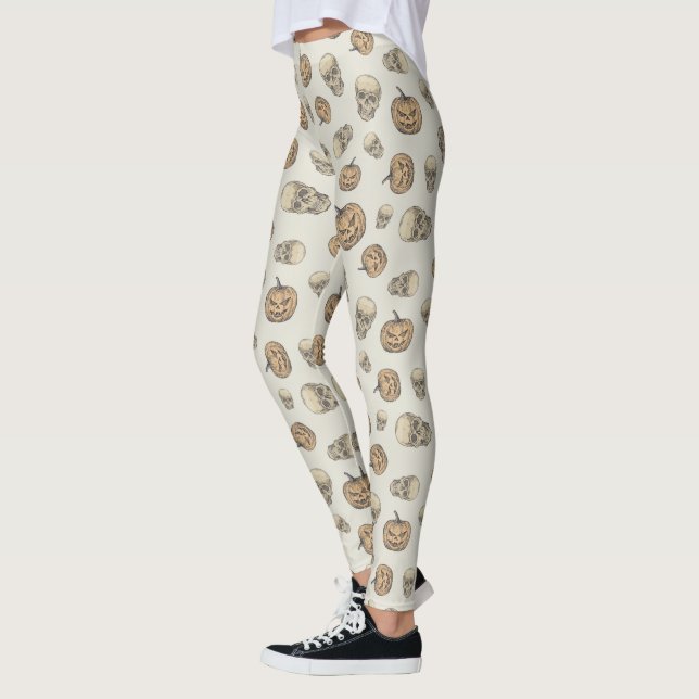 Skulls und Kürbis Halloween Muster Leggings (Links)